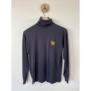Vintage Ralph Lauren Black Turtleneck Sweater Crest Logo Large